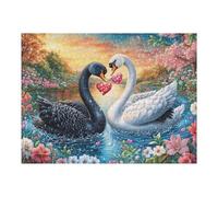 Two Swans with Shiny Hearts Among Blossoms Puzzle 500 Pezzi Per Lui Amici E Colleghi Rompicapo Sfida Impossibile Giochi Da Tavolo Serate in Gruppo Regalo Natale 2025 500 PCS