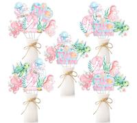 Two The Sea Table Centrotavola 24 pezzi, decorazioni per il secondo compleanno sotto il mare per ragazza, due decorazioni per la tavola di compleanno del mare, bastoncini centrotavola a tema oceano su