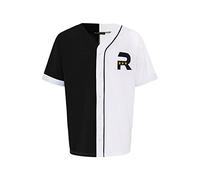 Two Tone - Maglietta da baseball in jersey, Bianco e nero., M