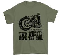 Two Wheels Move the Soul T-Shirt Uomo 100% Cotone Jersey Girocollo