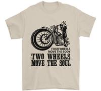 Two Wheels Move the Soul T-Shirt Uomo 100% Cotone Jersey Girocollo