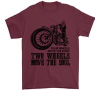 Two Wheels Move the Soul T-Shirt Uomo 100% Cotone Jersey Girocollo