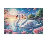Two White Swans Among Rose Petals Under Moon Puzzle 1000 Pezzi Collezione Arte Impressionista Opere D'arte Famose Rompicapo Rilassante Idea Regalo Per Amanti Dell'arte 1000 PCS
