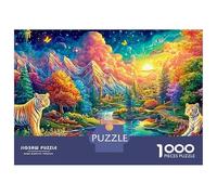 Two White Tigers in A Valley Puzzle Da 1000 Pezzi The Forest King Cartone Riciclato, Puzzle Di Sfida Per Adulti 70x50cm/1000pcs