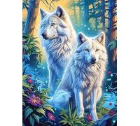 Two White Wolves in A Snowy Forest Puzzle 300 Pezzi Multicolore Paesaggi Italiani Fairy Tale Scenery Cartoon Classici Per Adulti Rompicapo Collezione Idea Regalo Natale Per Lui E Nonno 300 PCS