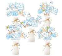 TWO WILD Splish Splash It's A Baby Bash Centrotavola 24pcs Blu Pool Theme Baby Shower Decorazioni per Ragazzo Sesso Rivela Partito Setup Segnali da Tavolo per Dessert Tavolo Display Foto