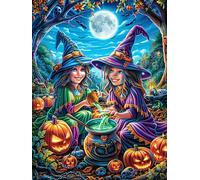 Two Witches on Halloween Night Puzzle 1000 Pezzi Sfida Rompicapo Estrema Mitos Fantástico Cuento De Hadas Impossibile Da Completare Per Collezionisti Esperti Regalo Per Chi Ama Le Sfide 1000 PCS
