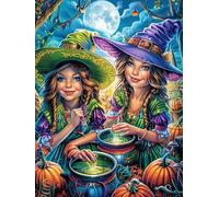 Two Witches with Pumpkins Rompicapo 300 Pezzi Per Nonni E Nipoti Cartone Rigido Esercizio Mentale Per Serate in Famiglia Da Passatempo Con Poster Incluso 300 PCS