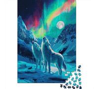 Two Wolves And The Colorful Aurora boreale|| Puzzle Divertenti Per Tutta La Famiglia 70x50cm/1000pcs Adulti