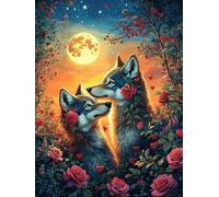 Two Wolves Howling at The Moon Rompicapo 300 Pezzi Difficili 3D Cartone Rigido Resistente Tema Architettura Science Fiction Magical Dream Per Esperti Per Decorazione E Collezione Qualità Museale 300