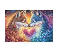 Two Wolves Nuzzling with Heart Aura Puzzle 1000 Pezzi Sfida Impossibile Difficile Rompicapo Per Adulti Amanti Del Puzzle Rilassamento E Stimolo Intellettuale Regalo Lui 1000 PCS