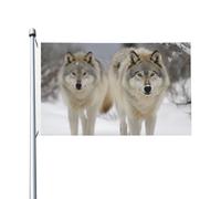 Two Wolves Walking In The Snow Bandiera Esterna Decorative Bandiera All'Aperto Resistenti Bandiere 90X150Cm Per Patio Interni Festival