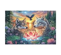 Two Wolves with Lotus And Flying Eagle Puzzle 1000 Pezzi Rompicapo Per Team Building Attività Di Gruppo Collaborazione E Divertimento Regalo Festa Aziendale 1000 PCS
