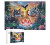 Two Wolves with Lotus And Flying Eagle Puzzle 300 Pezzi Per Coppie Gioco Cooperativo Comunicazione E Logica Regalo Per Coppia 300 PCS