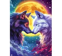Two Wolves Yin-Yang Art Under The Moon Puzzle 1000 Pezzi Giochi Da Tavolo Intelligenti Familiare Wildlife Pet Cute Per Amici E Parenti Rilassamento Pressione Ridotta Idea Regalo Natale 2025 1000 PCS