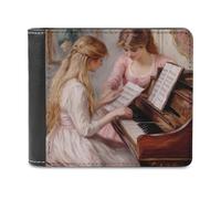 Two Young Girls at The Piano 1892 - Portafoglio da uomo in pelle sottile con porta carte di credito