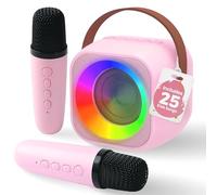 Two3Sevens Mini macchina per karaoke per bambini, include 25 canzoni per bambini, altoparlante Bluetooth 2 microfoni, giocattoli regalo di compleanno per bambine di 2, 3, 4, 5+ anni