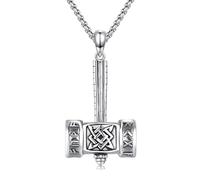 TwoAnts Collana con ciondolo a forma di martello di Thor, in argento Sterling 925, collana con ciondolo a forma di mitologia norrena, idea regalo per uomini e donne, Grande, Argento sterling, Nessuna