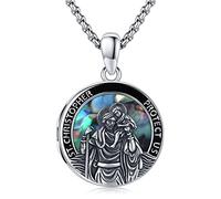 TwoAnts Collana in argento Sterling 925 con medaglia del santo patrono, gioiello cattolico, regalo per uomini e donne, Grande, Argento sterling, N A