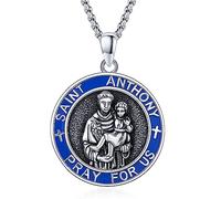 TwoAnts Gioielli cattolici da uomo, in argento Sterling 925, collana con ciondolo di protezione, regalo religioso per donne, Argento sterling, Nessuna pietra preziosa