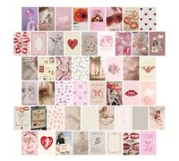 TwoDays Coquette Room Decor Estetic, Kit collage da parete Coquette, 50 poster di coquette (10,2 x 15,2 cm), estetica decorativa per la stanza rosa, stampe vintage.