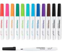 TWOHANDS 12 Pennarelli per Lavagna Bianca Cancellabile,Punta extra Fine(0,7 mm),11 colori assortiti, Marcatore a Secco per Ufficio o Casa,20529