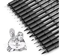 TWOHANDS 16 Pcs Penne da disegno, Fineliner, Nero Punta Fine Pigment Liner, Impe
