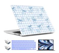 TWOLSKOO Compatibile con MacBook Pro 14" Case M5 2026 2025-2021 Release M4 M3 M2 M1 Pro/Max, guscio rigido in plastica e copertura per tastiera e adattatore USB C a USB e pellicola schermo, fiocco blu
