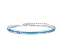 Twoowl Bracciale in argento sterling 925 con opale - bracciale regolabile blu - gioielli regalo per donne ragazze compleanno, verstellbar von ungefähr 6,1 cm bis 16,1 cm, Argento sterling