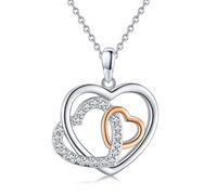 Twoowl Collana a forma di cuore, in argento Sterling 925, ciondolo a tre generazioni, idea regalo per donne, nonna, madre, nipote, compleanno, Argento sterling