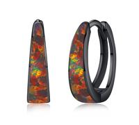 Twoowl Orecchini a cerchio da donna in argento Sterling 925, con opale, ipoallergenici, per cartilagine, gioielli regalo per la festa della mamma, 15mm, Argento sterling, Opale