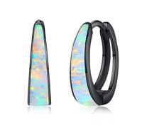 Twoowl Orecchini a cerchio da donna in argento Sterling 925, con opale, ipoallergenici, per cartilagine, gioielli regalo per la festa della mamma, 15mm, Argento sterling, Opale