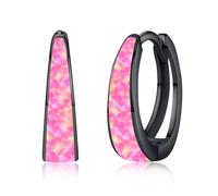 Twoowl Orecchini a cerchio da donna in argento Sterling 925, con opale, ipoallergenici, per cartilagine, gioielli regalo per la festa della mamma, 15mm, Argento sterling, Opale