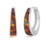 Twoowl Orecchini a cerchio da donna in argento Sterling 925, con opale, ipoallergenici, per cartilagine, gioielli regalo per la festa della mamma, 15mm, Argento sterling, Opale