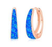 Twoowl Orecchini a cerchio in opale blu da donna, in argento sterling 925, ipoallergenici, placcati in oro rosa, orecchini a cerchio cartilagine, gioielli per ragazze, regalo per la festa della mamma