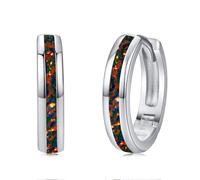 Twoowl Orecchini a cerchio opale in argento sterling 925 con opale e opale, per donna e ragazza, 15mm, Argento sterling, Nessuna pietra preziosa