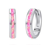 Twoowl Orecchini a cerchio opale in argento sterling 925 con opale e opale, per donna e ragazza, 15mm, Argento sterling, Nessuna pietra preziosa