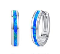 Twoowl Orecchini a cerchio opale in argento sterling 925 con opale e opale, per donna e ragazza, 15mm, Argento sterling, Nessuna pietra preziosa