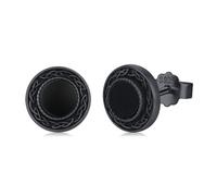 Twoowl Orecchini a perno neri, in argento Sterling 925, orecchini rotondi neri, ipoallergenici, punk, gotici, regali di compleanno, Natale, per donne e uomini, 0.35inch, Argento sterling, Onice