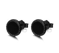Twoowl Orecchini a perno neri, in argento Sterling 925, orecchini rotondi neri, ipoallergenici, punk, gotici, regali di compleanno, Natale, per donne e uomini, 0.39inch, Argento sterling, Onice