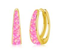 Twoowl Orecchini da donna, in argento sterling 925, ipoallergenici, placcati in oro, con opale rosa, idea regalo per la festa della mamma