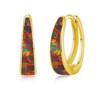 Twoowl Orecchini da donna in opale nero argento sterling 925 ipoallergenici, placcati in oro, orecchini a cerchio cartilagine, idea regalo per ragazze per la festa della mamma