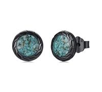 Twoowl Orecchini neri in argento sterling 925 onice nero/turchese/abalone orecchini in onice nero gioielli regali donne uomini, 9mm, Argento sterling, Turchese