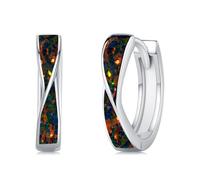 Twoowl Orecchini opale in argento sterling 925 nero, opale, idea regalo per donne e ragazze