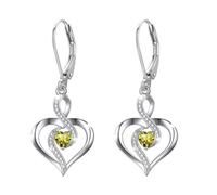 Twoowl Orecchini pendenti con pietra portafortuna a monachella, in argento Sterling 925, a forma di cuore, con pietra portafortuna di agosto, regalo di compleanno per donne, ragazze e mamme