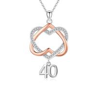 Twoowl Regali di compleanno per ragazza di 40 anni Collana con ciondolo a cuore in argento sterling 925 per donne Fidanzata Sorella Festa della mamma Natale Anniversario Gioielli