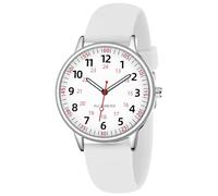 TWOPTION Orologio da infermiera da donna, impermeabile, analogico, in silicone, con seconda mano, per infermieri, scuola, medicina, studenti, essenziali, bianco, Professionale e alla moda