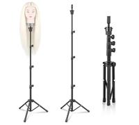 TwoWin Supporto per Testa di Manichino Regolabile 59-140 cm, 23,2-55 pollici Treppiede Regolabile, Supporto per Parrucche per Cosmetologia Parrucchiere Formazione