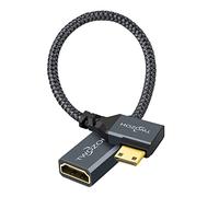 Twozoh Cavo adattatore da mini HDMI a HDMI, 1,8 m, in nylon intrecciato ad angolo retto di 90° maschio da mini HDMI a femmina, cavo di prolunga HDMI 3D/4K 1080p