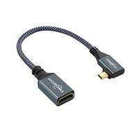 Twozoh Cavo Adattatore Micro HDMI a HDMI, in nylon intrecciato a 90°, supporta 4K/60Hz 1080p (20CM)